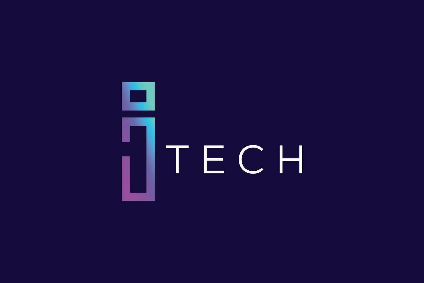 trendig och professionell färgrik brev jag tech logotyp design vektor mall