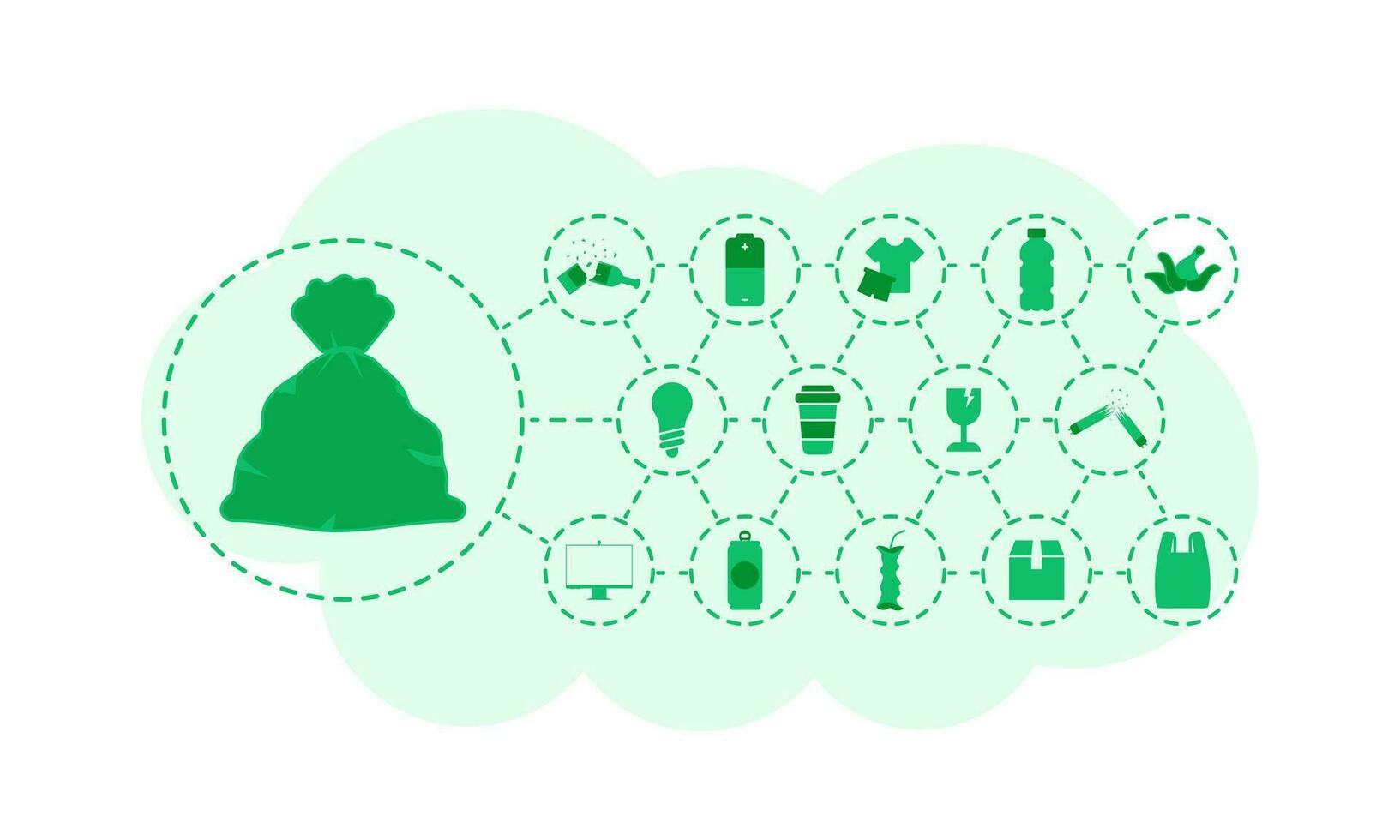 Grün Hintergrund auf das Thema von Recycling. Grün Planet und Null Abfall Konzept. Vektor Illustration.