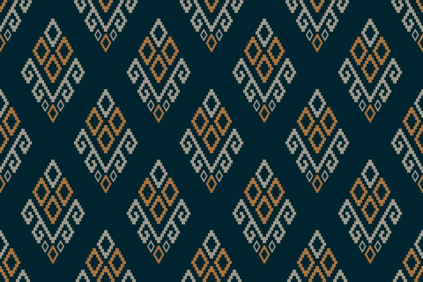 Indigo Marine Blau geometrisch traditionell ethnisch Muster Ikat nahtlos Muster Rand abstrakt Design zum Stoff drucken Stoff Kleid Teppich Vorhänge und Sarong aztekisch afrikanisch indisch indonesisch vektor