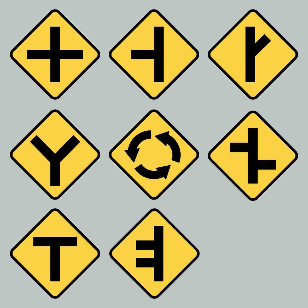 einstellen von Straße Zeichen w2 isoliert auf grau Hintergrund vektor
