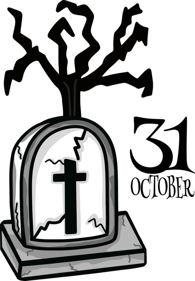 halloween tecknad serie hand drawns svart och vit ikon karaktär. vektor