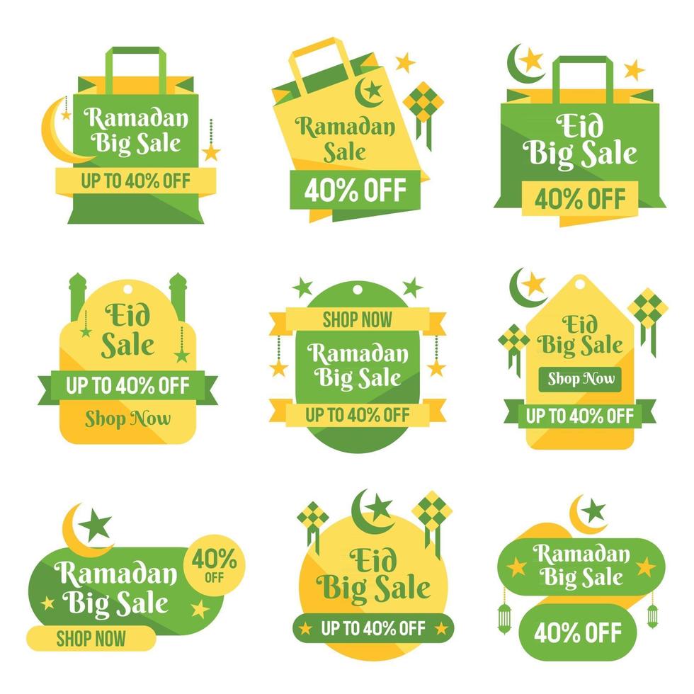Ramadan-Rabatt-Verkaufsetikettenpaket vektor