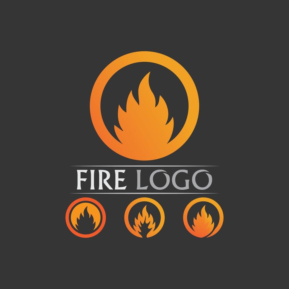 Feuer- und Flammenlogo-Design und Vektor-heißes Zeug orange flammendes Symbol-Set-Design-Illustrationsobjekt vektor