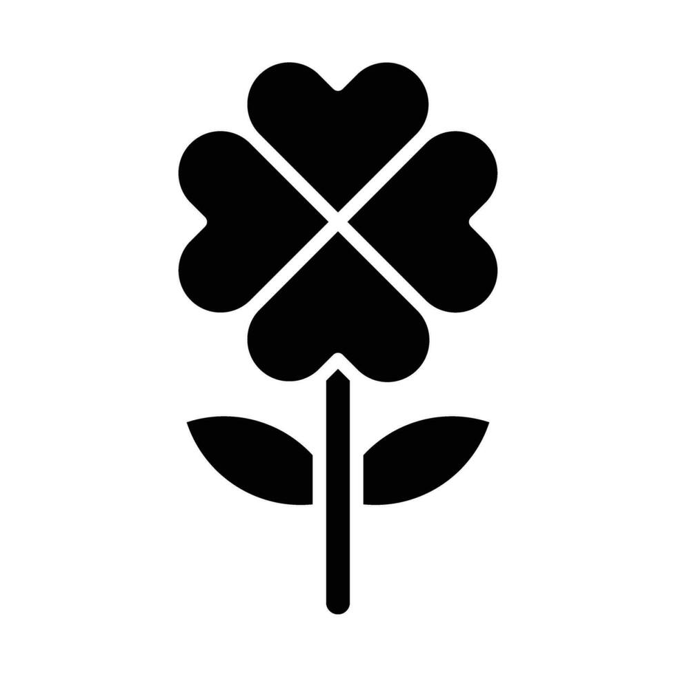 vier Blatt Kleeblatt Vektor Glyphe Symbol zum persönlich und kommerziell verwenden.