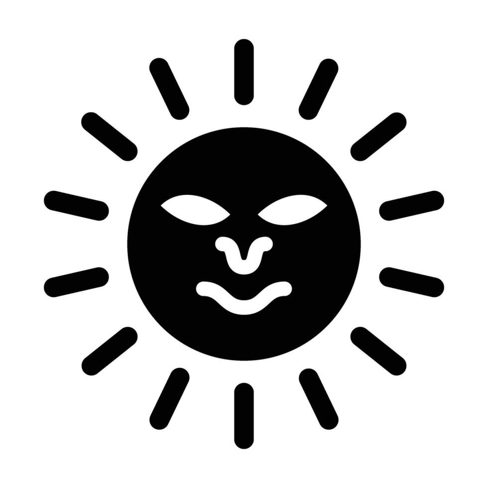 Sonne mit Gesicht Vektor Glyphe Symbol zum persönlich und kommerziell verwenden.