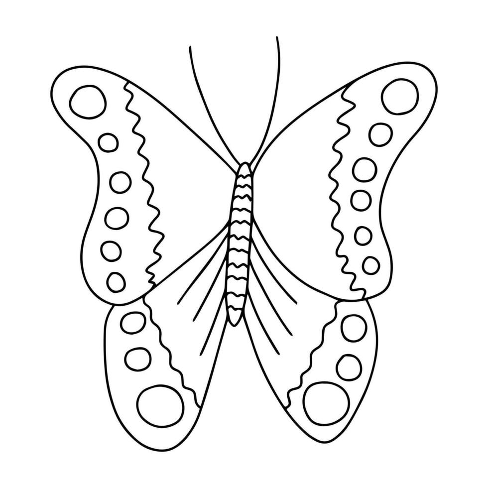 Vektor Kohl Schmetterling Färbung Buchseite. Hand gezeichnet Schmetterling skizzieren auf Weiß Hintergrund