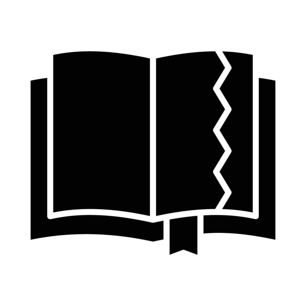 zerrissen Buch Vektor Glyphe Symbol zum persönlich und kommerziell verwenden.