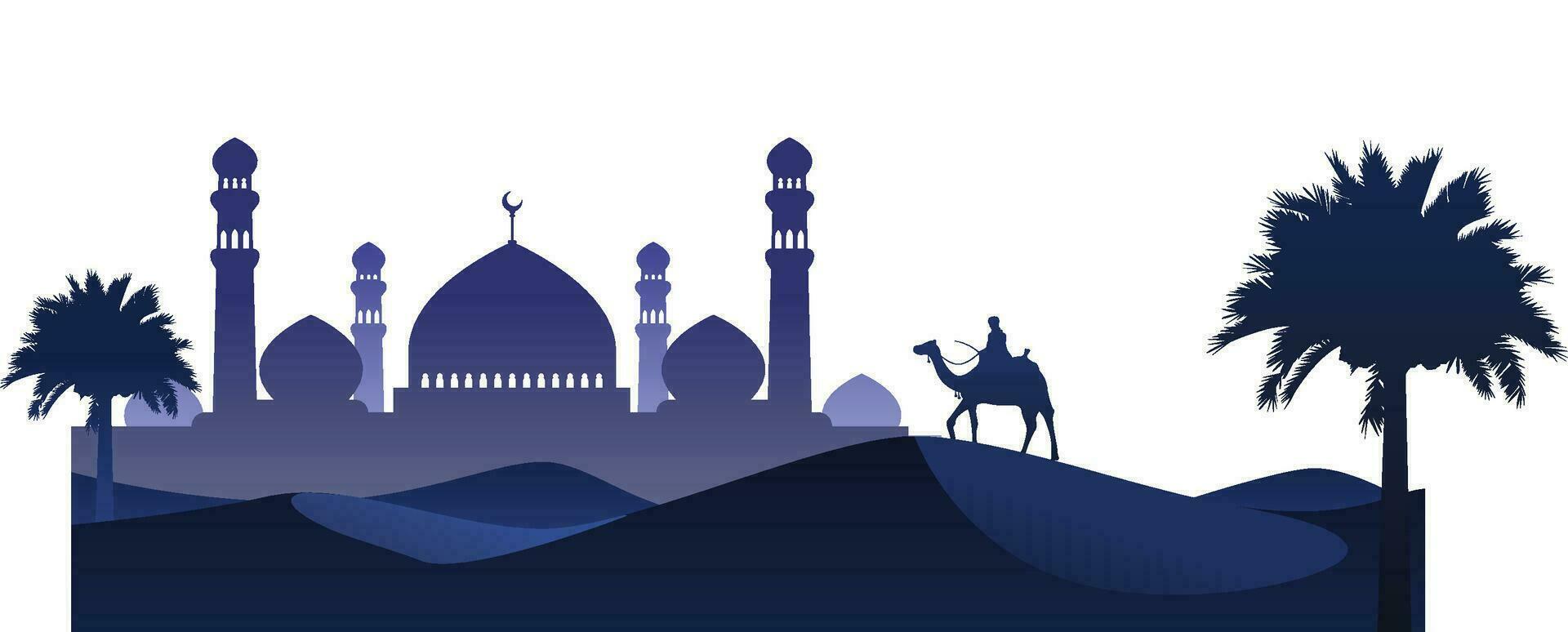 Wüste Nacht Moschee Silhouette auf Weiß Hintergrund vektor
