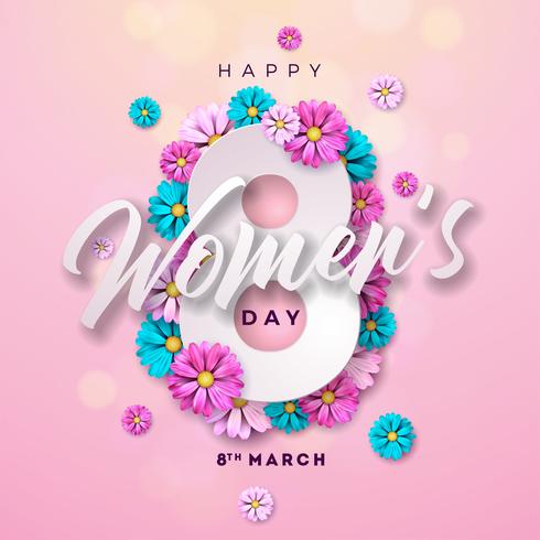 Blumengrußkarte der glücklichen Frauen Tages vektor