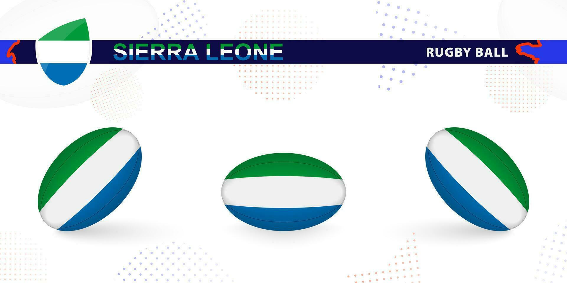 rugby boll uppsättning med de flagga av sierra leone i olika vinklar på abstrakt bakgrund. vektor