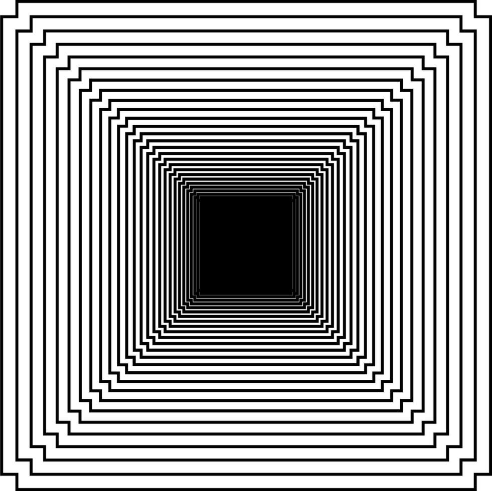 visuell av de optisk illusion skapas från fyrkant rader sammansättning, kan använda sig av för bakgrund, dekoration, tapet, bricka, matta mönster, modern motiv, samtida utsmyckad, eller grafisk design element vektor