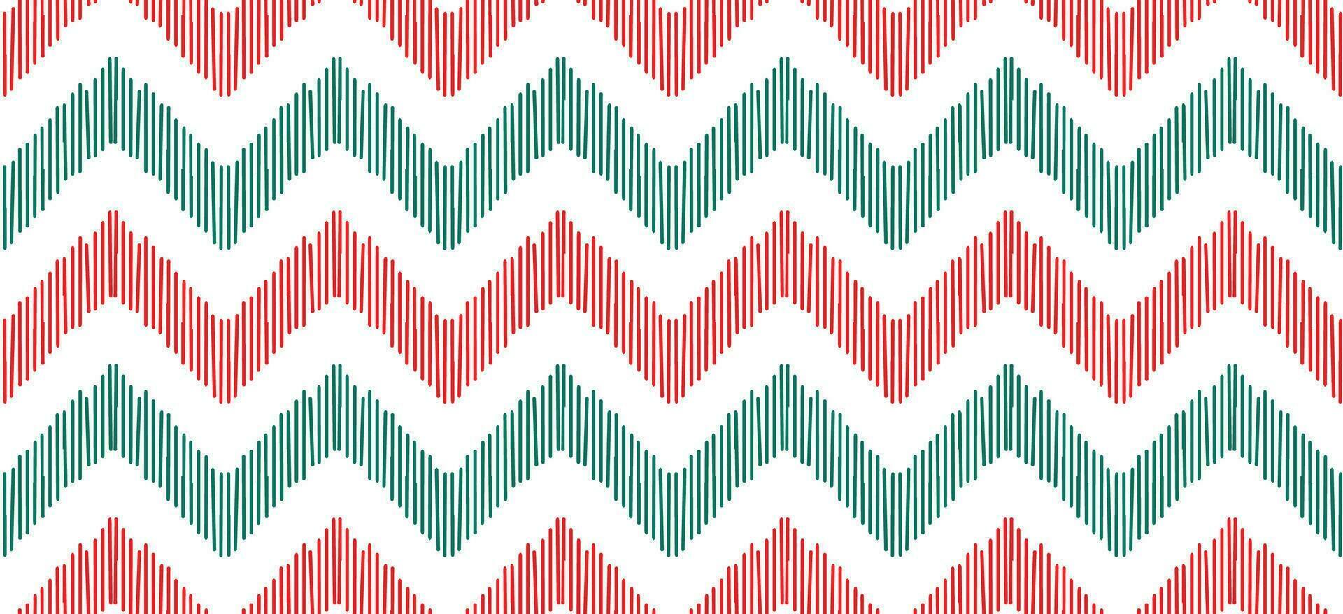 Motiv Chevron ethnisch handgemacht schön Ikat Kunst. Weihnachten Hintergrund. Volk Stickerei Weihnachten Muster, geometrisch Kunst Ornament drucken. Rot, Grün, Weiß Farben. Weihnachtsstern Design. vektor