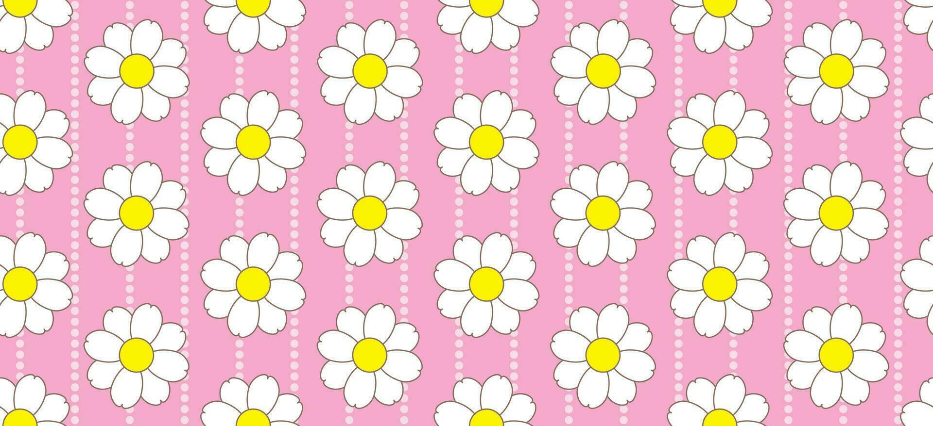 daisy blomma mönster. skön vit blomma bakgrund. blommig blomma daisy. vår vit blomma design vektor. tusenskönas på en ljus rosa bakgrund. vektor design för tyg, slå in papper, skriva ut kort.