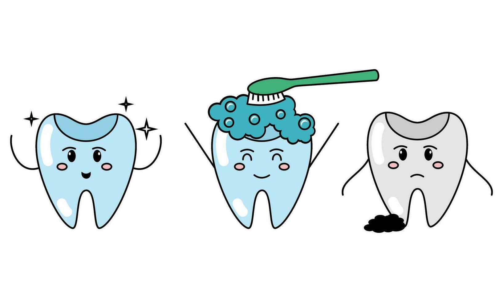 tänder borsta, dental, oral hygien tandborste, tandkräm begrepp vektor