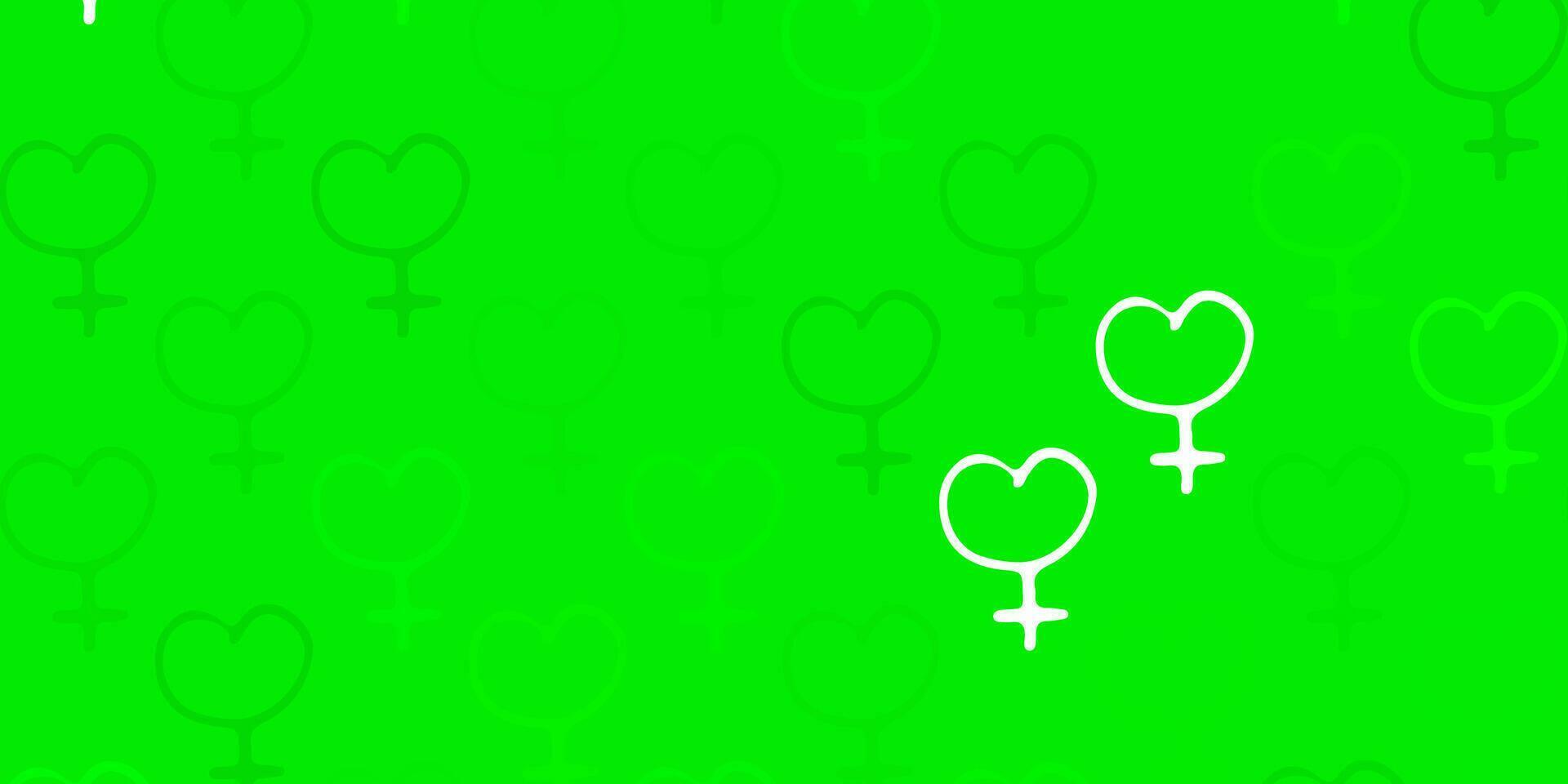 ljusgrönt vektormönster med feminismelement. vektor