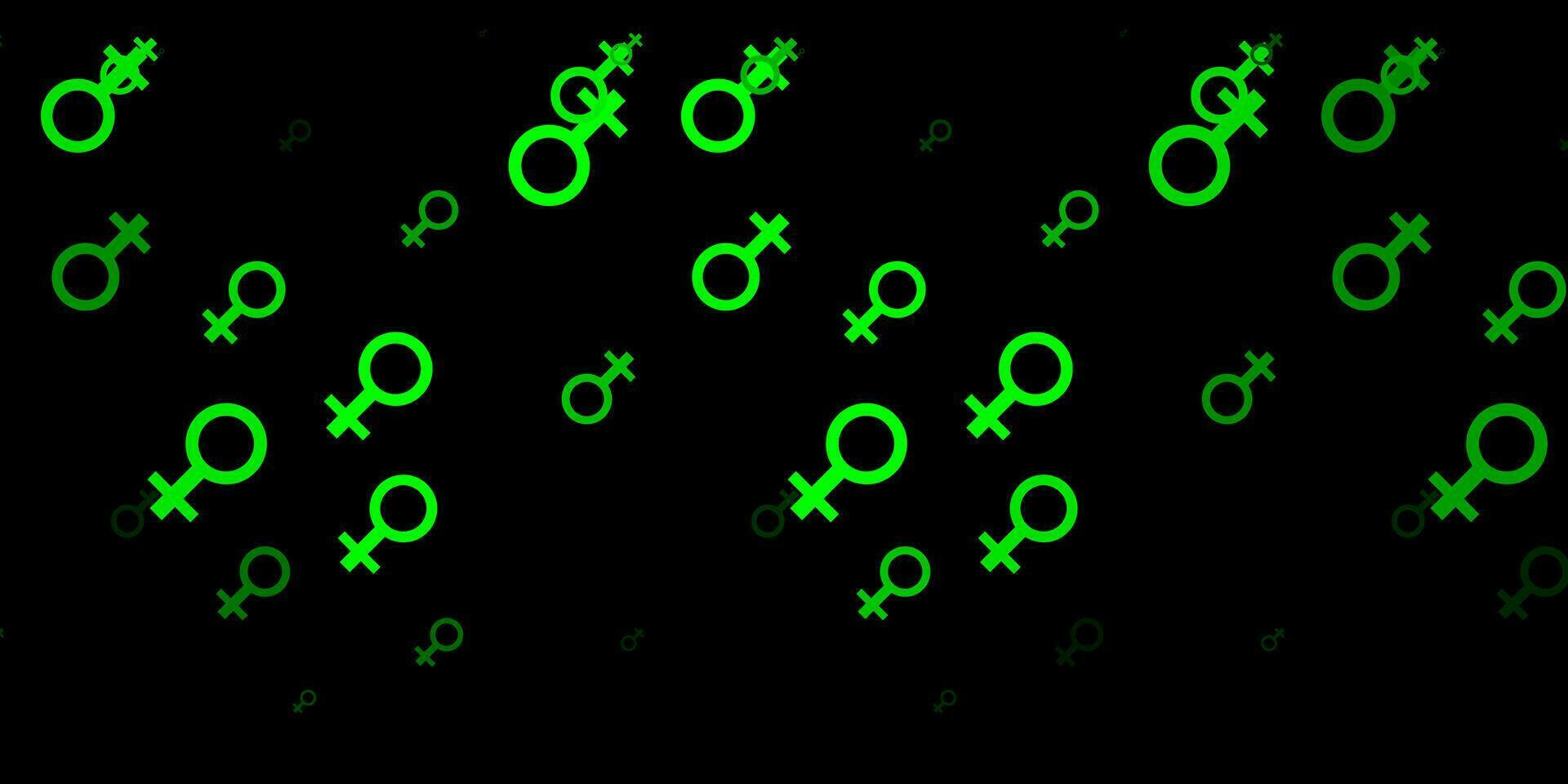 dunkelgrüner, gelber Vektorhintergrund mit Frauensymbolen. vektor