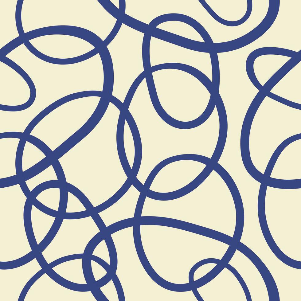 abstrakt sömlös mönster med blå cirklar och ringar på en beige bakgrund. vektor illustration för textil, omslag papper, förpackning, skriva ut