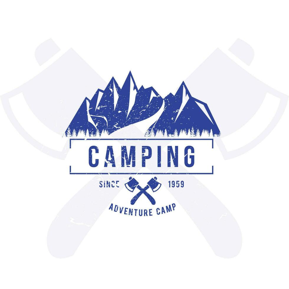 uppsättning av årgång camping och utomhus- äventyr emblem, logotyper och märken. läger tält i skog eller berg. camping Utrustning. vektor. vektor