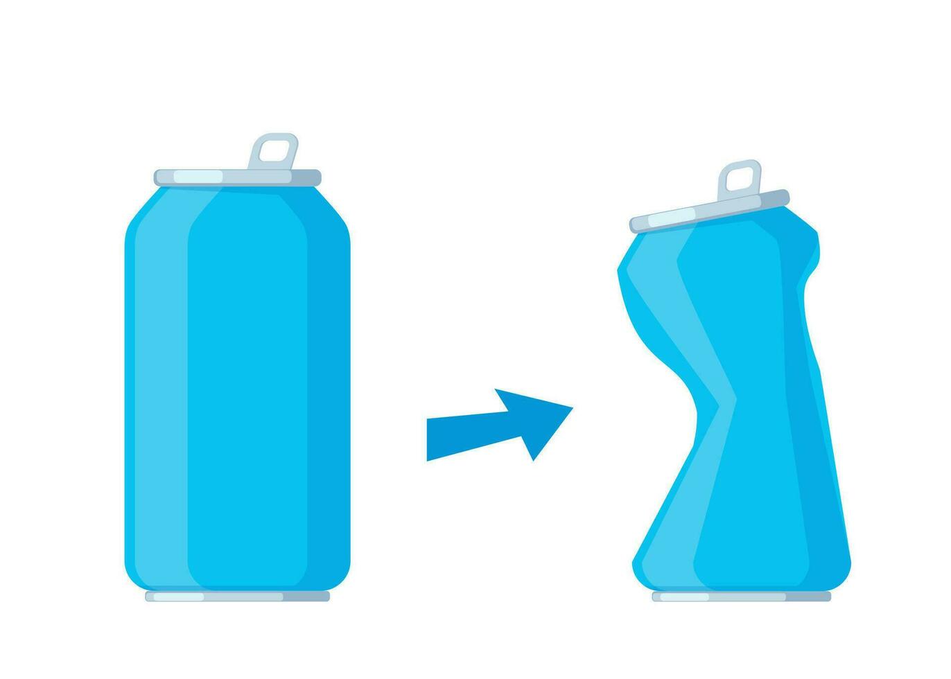 Sanft trinken Aluminium Blau dürfen. leeren zerquetscht Limonade Aluminium können Symbol. Müll recyceln Konzept. Vektor Illustration.