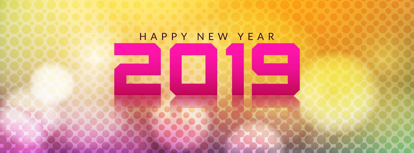 Gott nytt år 2019 dekorativt banderollsmall vektor