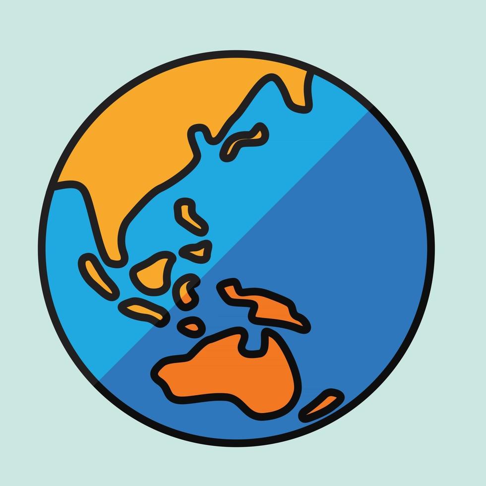 Einfachheit freihändige Weltkartenskizze auf dem Globus. vektor