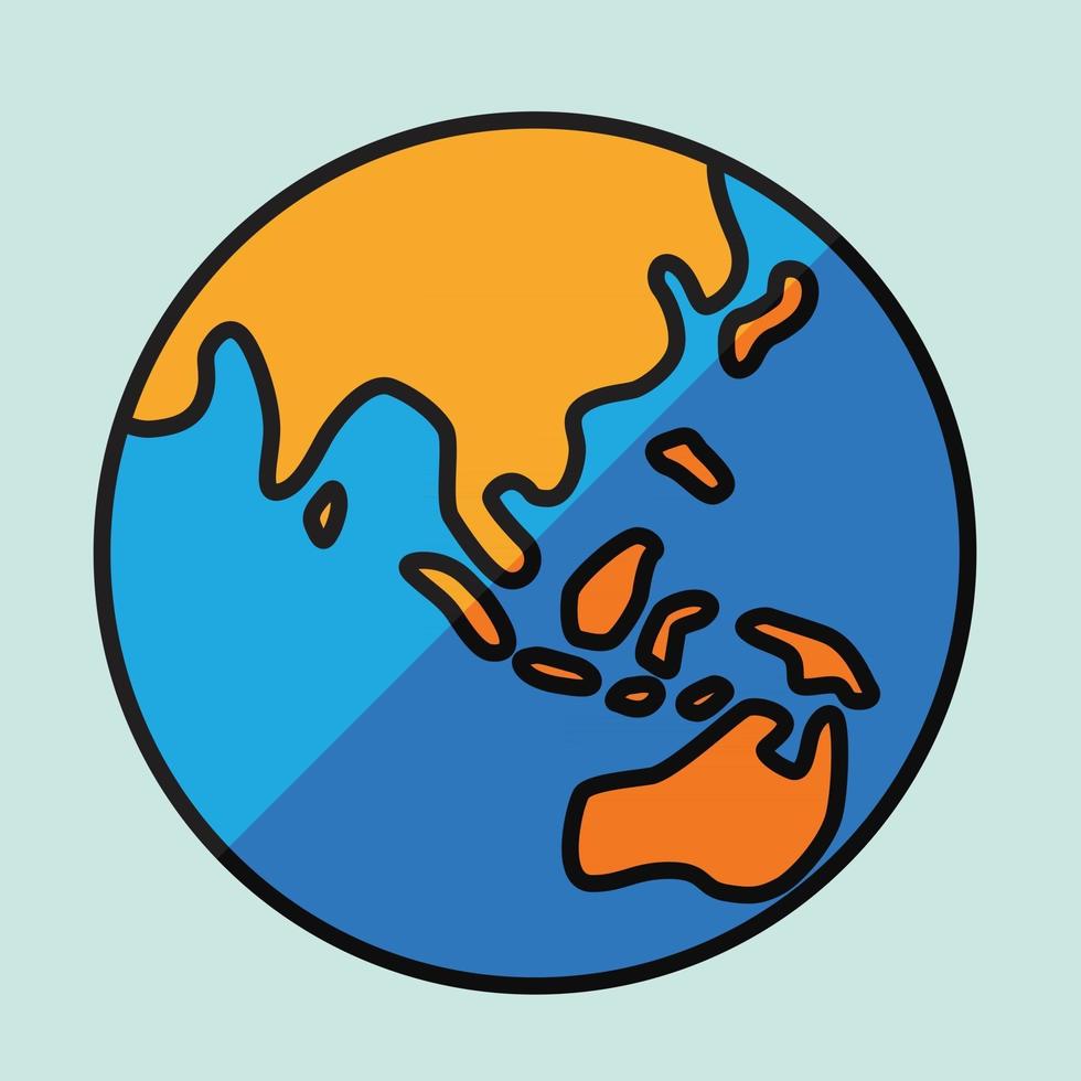 Einfachheit freihändige Weltkartenskizze auf dem Globus. vektor