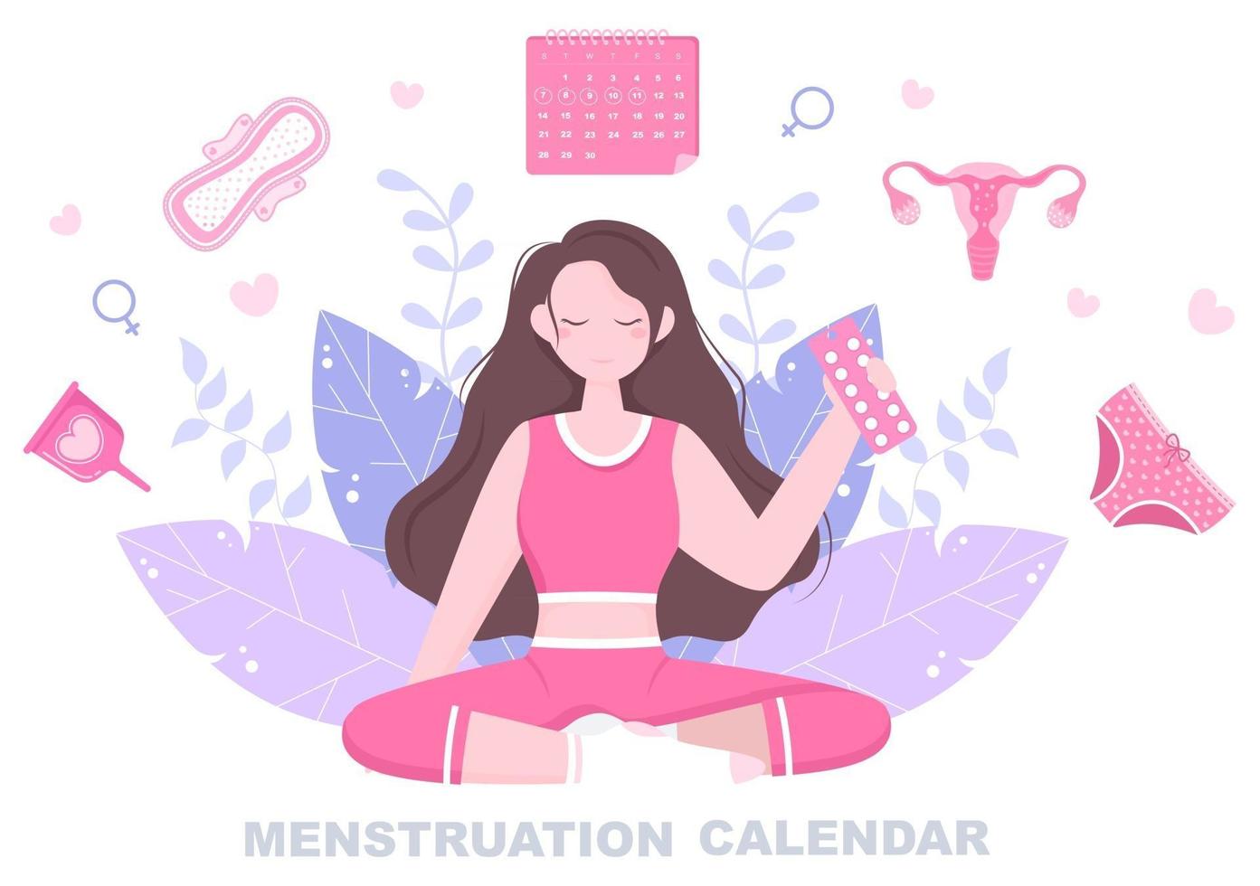 Menstruationskalender Frauen, um die Darstellung des Datumszyklus zu überprüfen vektor