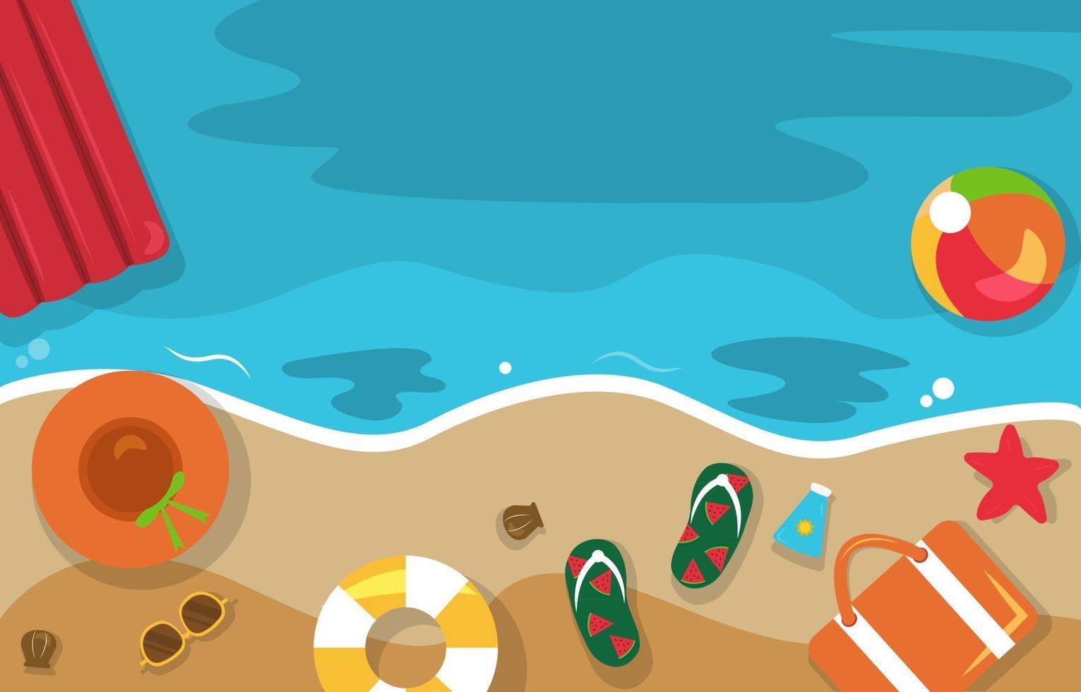 schöne Sommer Strand Meer Natur Urlaub Draufsicht Hintergrund Illustration 05 vektor