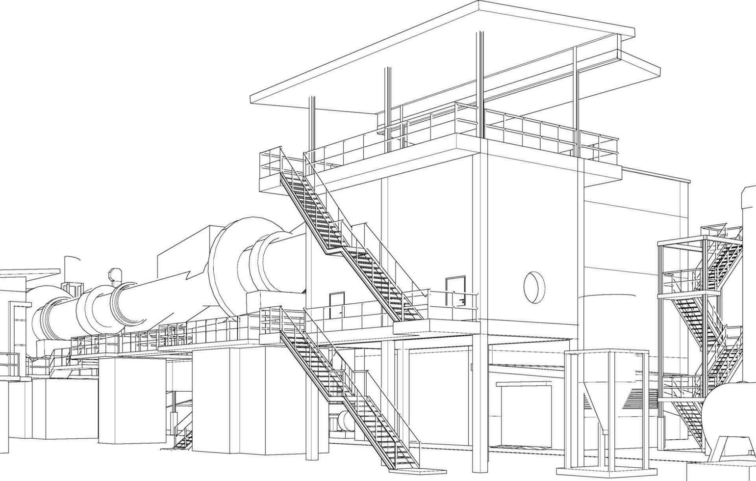 3d Illustration von industriell Gebäude vektor