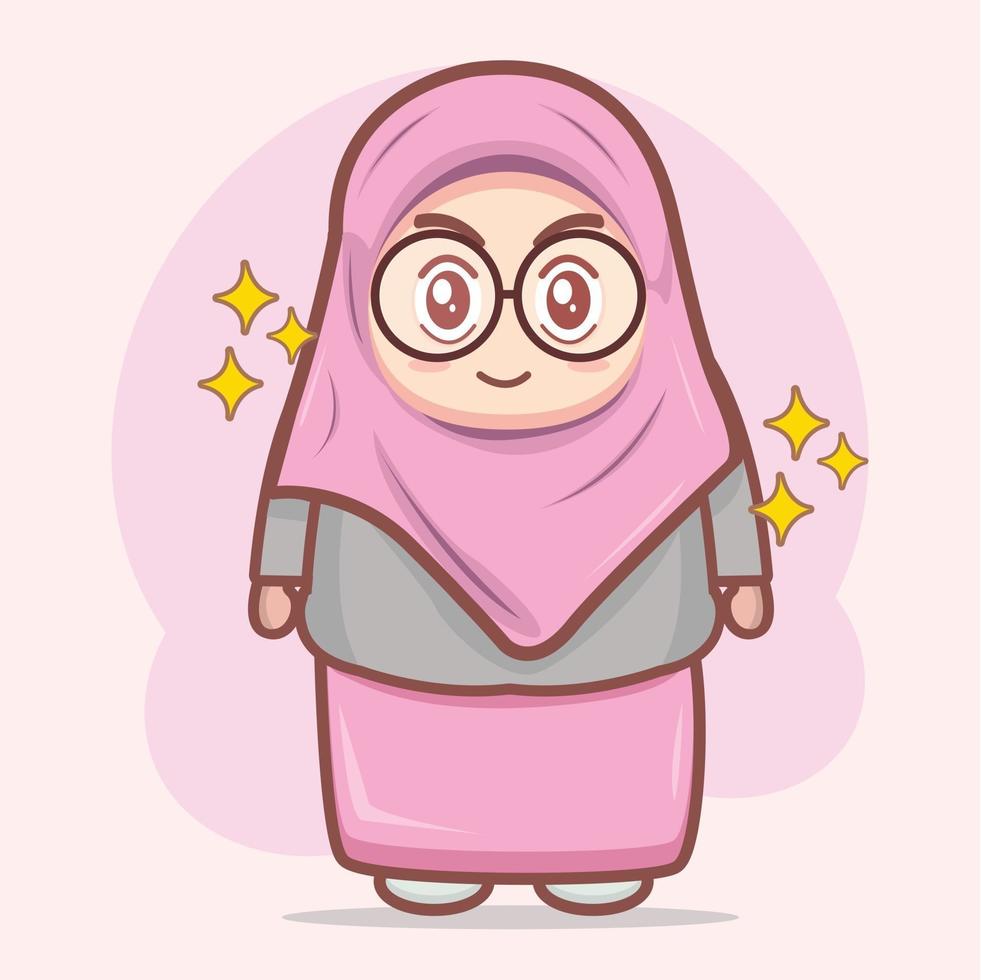 muslimsk ung flicka tecknad karaktär illustration vektor