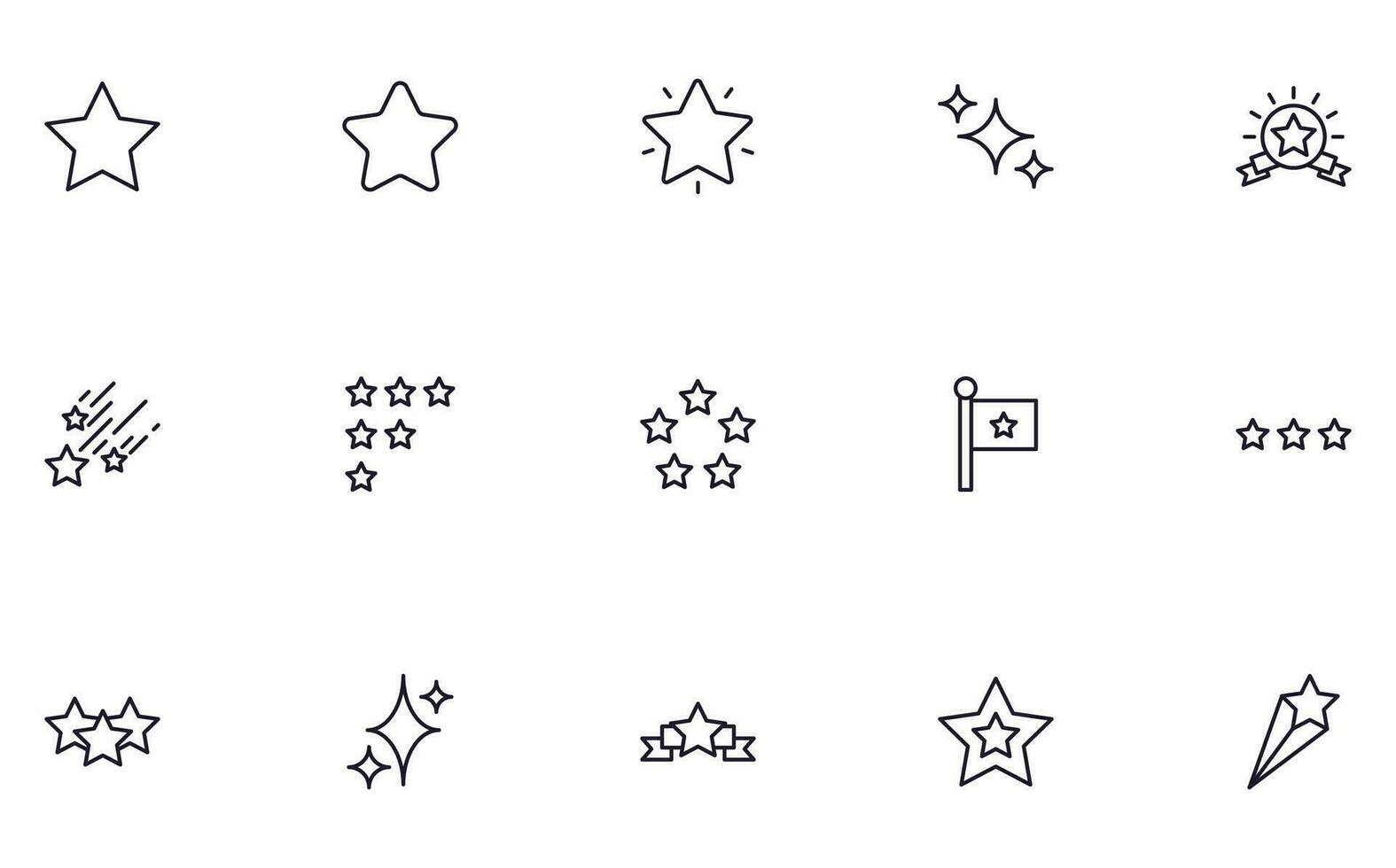 Sammlung von modern Star Gliederung Symbole. einstellen von modern Abbildungen zum Handy, Mobiltelefon Apps, Netz Websites, Flyer, Banner usw isoliert auf Weiß Hintergrund. Prämie Qualität Zeichen. vektor