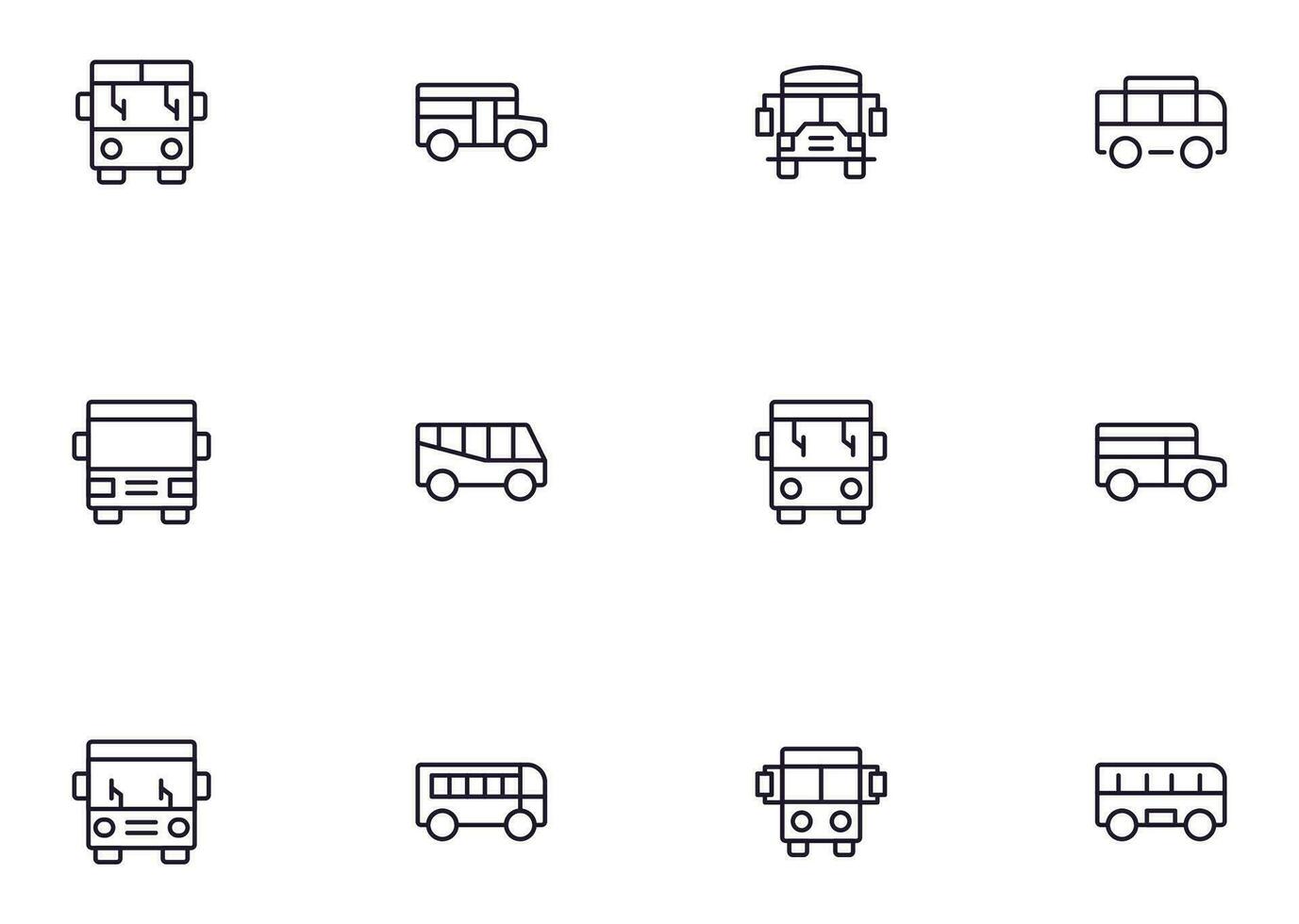 buss begrepp. samling av modern hög kvalitet buss linje ikoner. redigerbar stroke. premie linjär symbol för webb webbplatser, flygblad, banderoller, uppkopplad butiker och företag. vektor