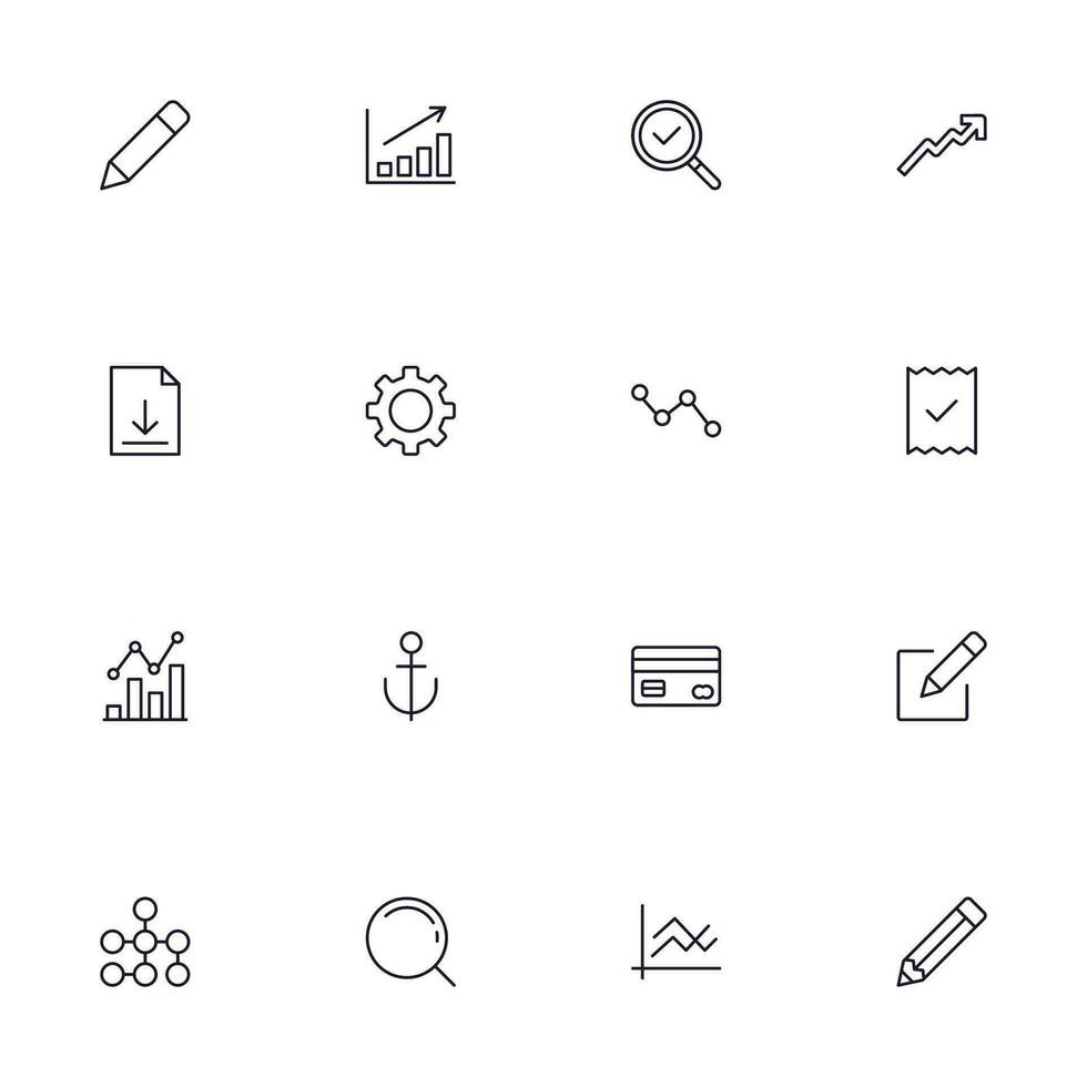 företag linje ikon uppsättning. samling av handel uotline suckar för webb design, mobil app, ui design, etc. mörk blå linje symbol av finansiera på vit bakgrund. vektor