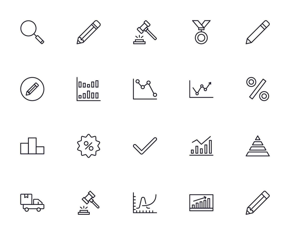 företag linje ikon uppsättning. samling av handel uotline suckar för webb design, mobil app, ui design, etc. mörk blå linje symbol av finansiera på vit bakgrund. vektor