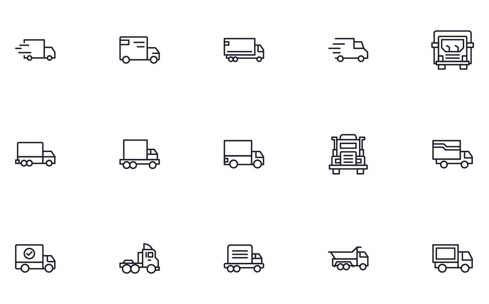 lastbil begrepp. samling av modern hög kvalitet leverans linje ikoner. redigerbar stroke. premie linjär symbol för webb webbplatser, flygblad, banderoller, uppkopplad butiker och företag. vektor