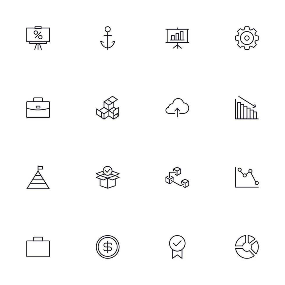 Geschäft Linie Symbol Satz. Sammlung von Handel uotline seufzend zum Netz Design, Handy, Mobiltelefon Anwendung, ui Design, usw. dunkel Blau Linie Symbol von Finanzen auf Weiß Hintergrund. vektor