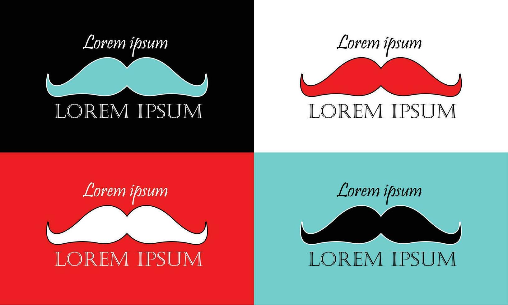 mustasch flera olika varianter logotyp mall design vektor