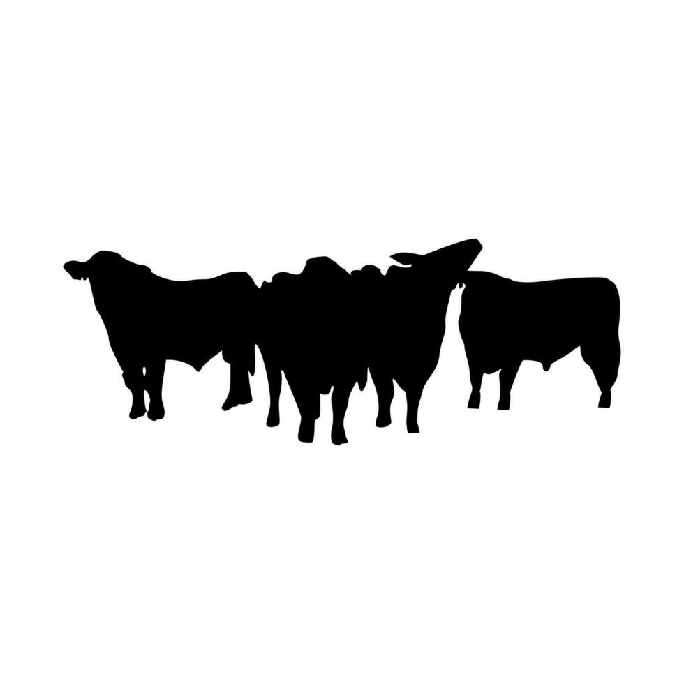 ein Gruppe von Kühe sind Stehen im ein Linie vektor