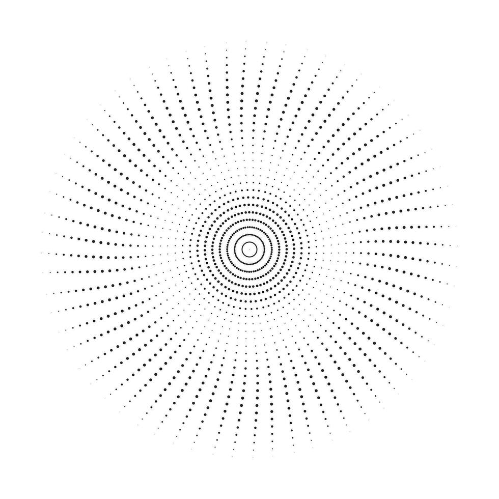 ein schwarz und Weiß Bild von ein kreisförmig Design Halbton Punkt bewirken vektor