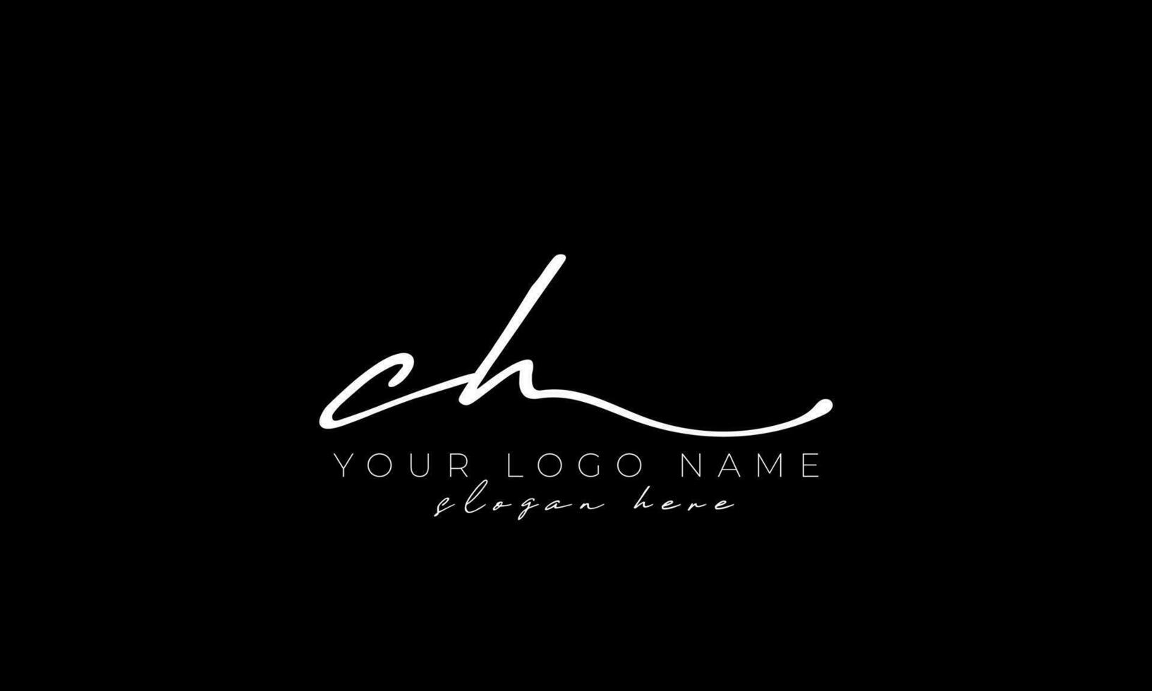 Handschrift Brief CH Logo Design. CH Logo Design kostenlos Vektor Vorlage