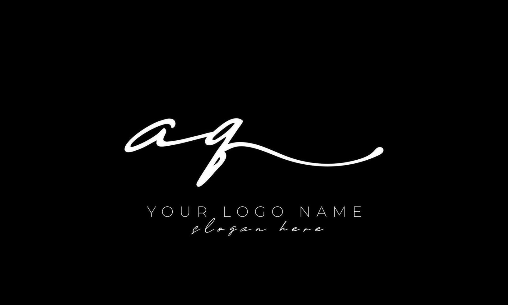 Handschrift Brief aq Logo Design. aq Logo Design kostenlos Vektor Vorlage