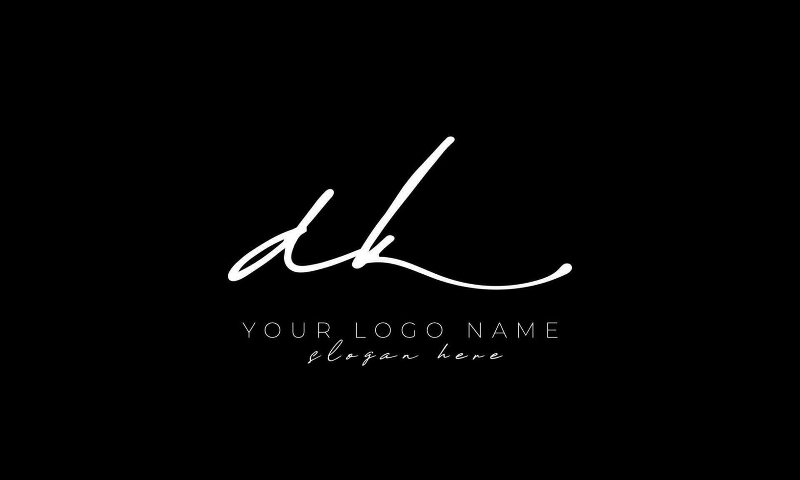 Handschrift Brief dk Logo Design. dk Logo Design kostenlos Vektor Vorlage