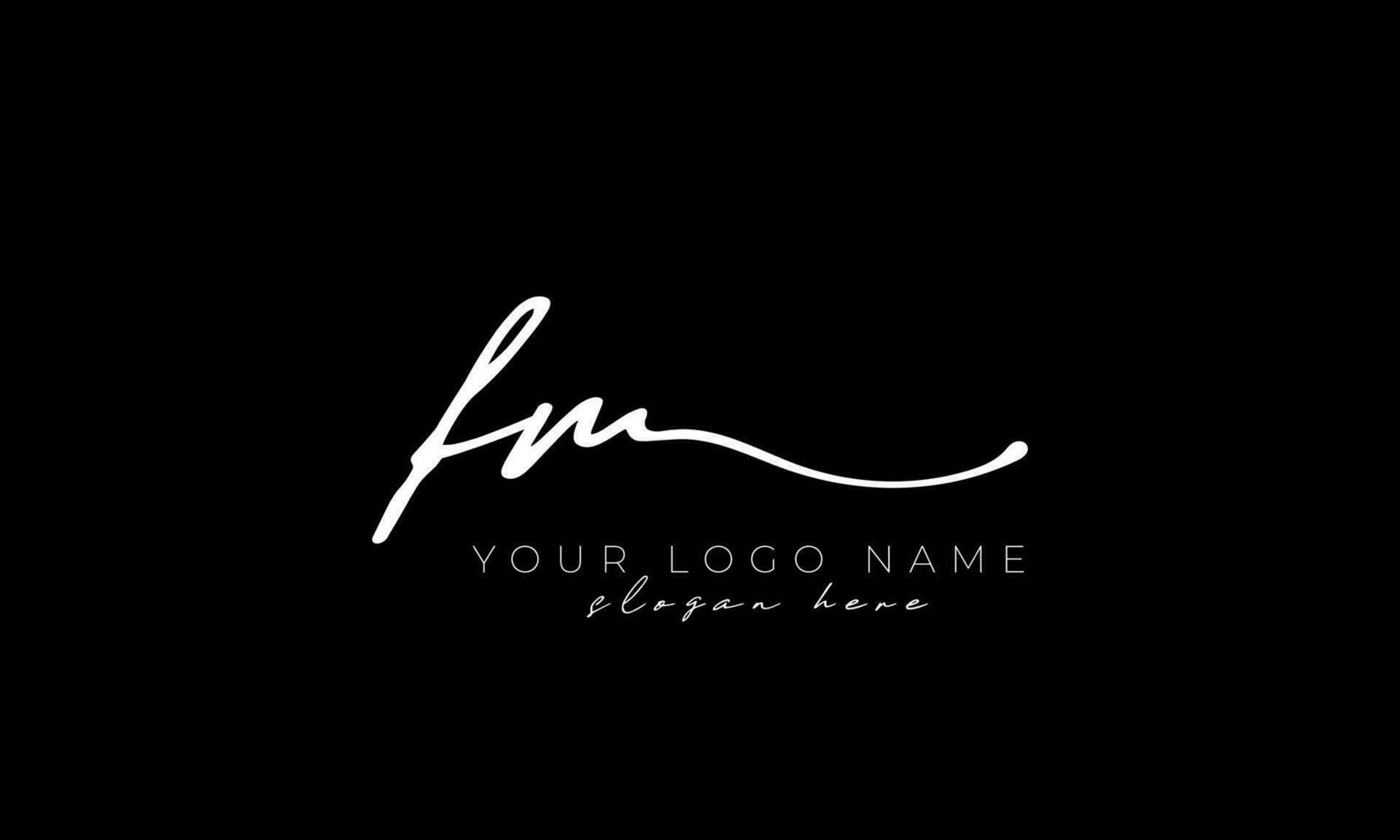 Handschrift Brief fm Logo Design. fm Logo Design kostenlos Vektor Vorlage