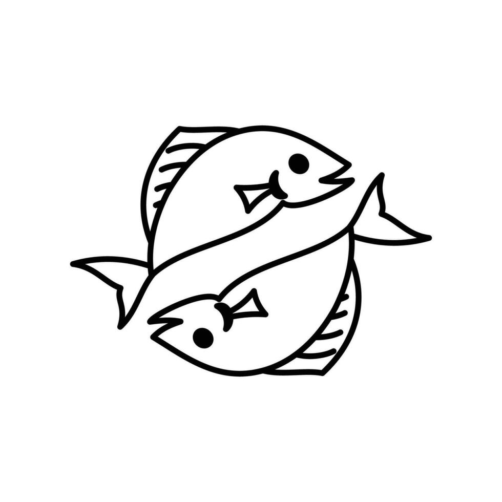 pisces zodiaken tecken logotyp ikon isolerat horoskop symbol vektor illustration