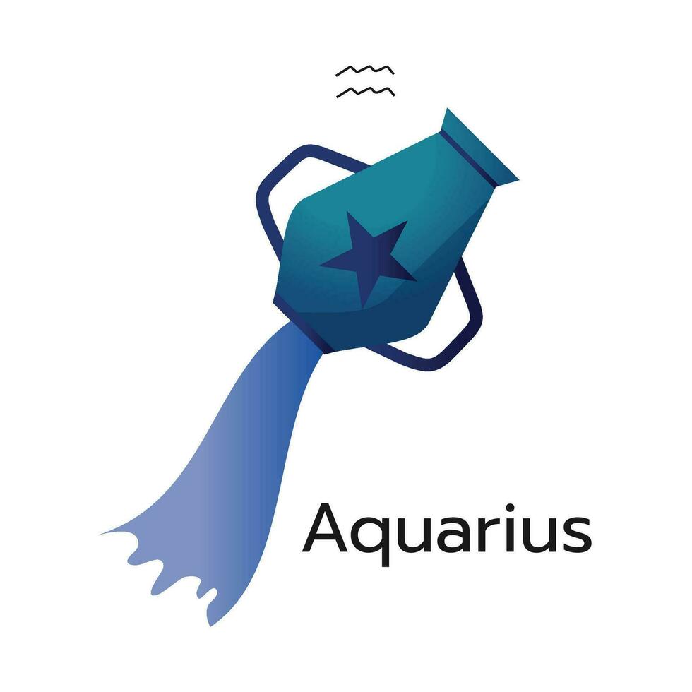 aquarius zodiaken tecken logotyp ikon isolerat horoskop symbol vektor illustration