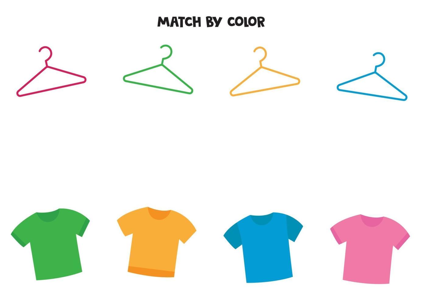 T-Shirts und Kleiderbügel nach Farbe zuordnen. vektor