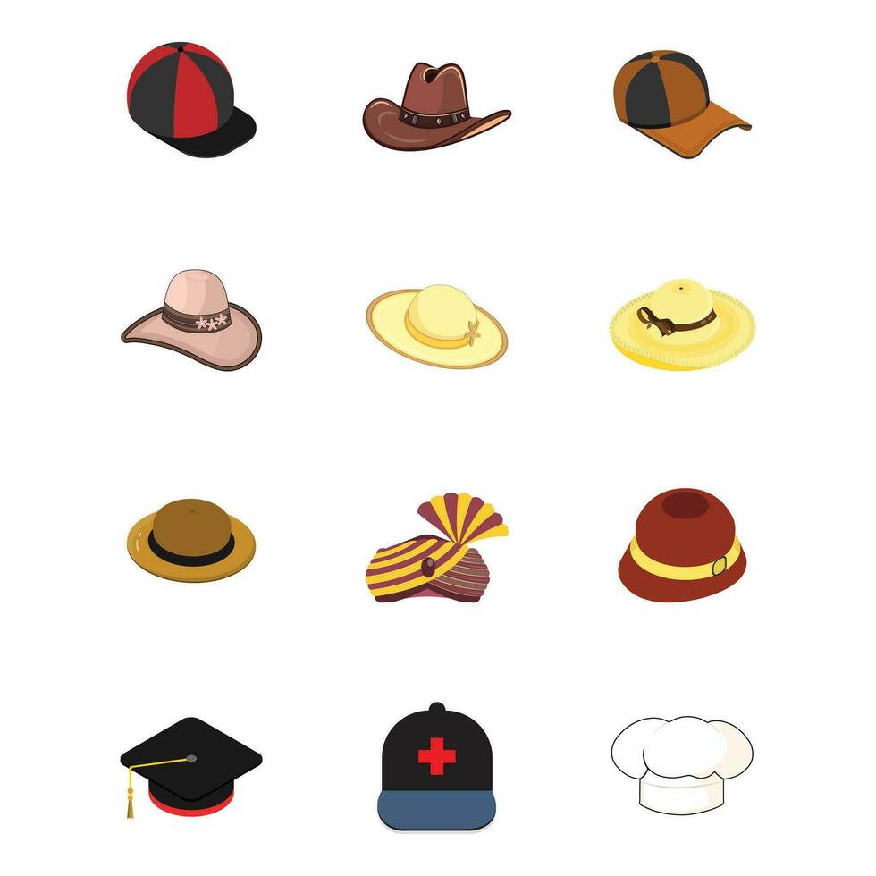 caps och hattar vektor ikoner packa