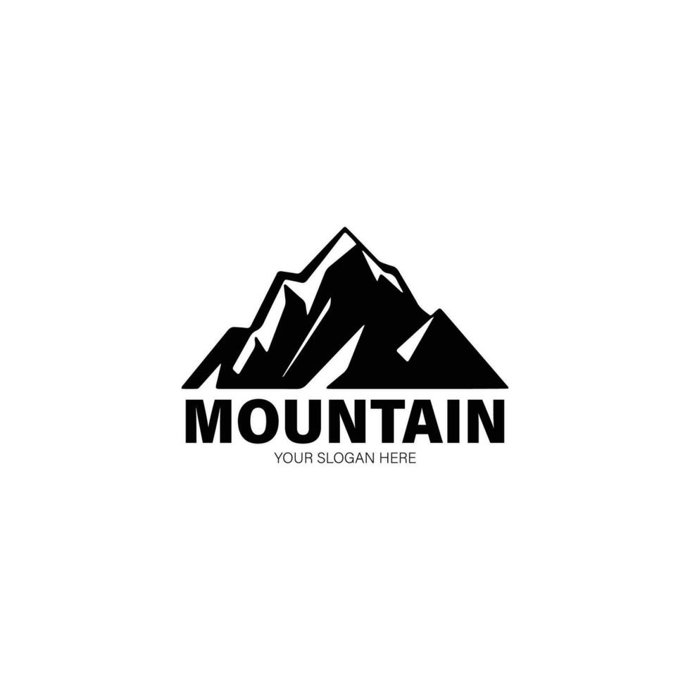 berg logotyp med siluet design och vit och svart Färg vektor