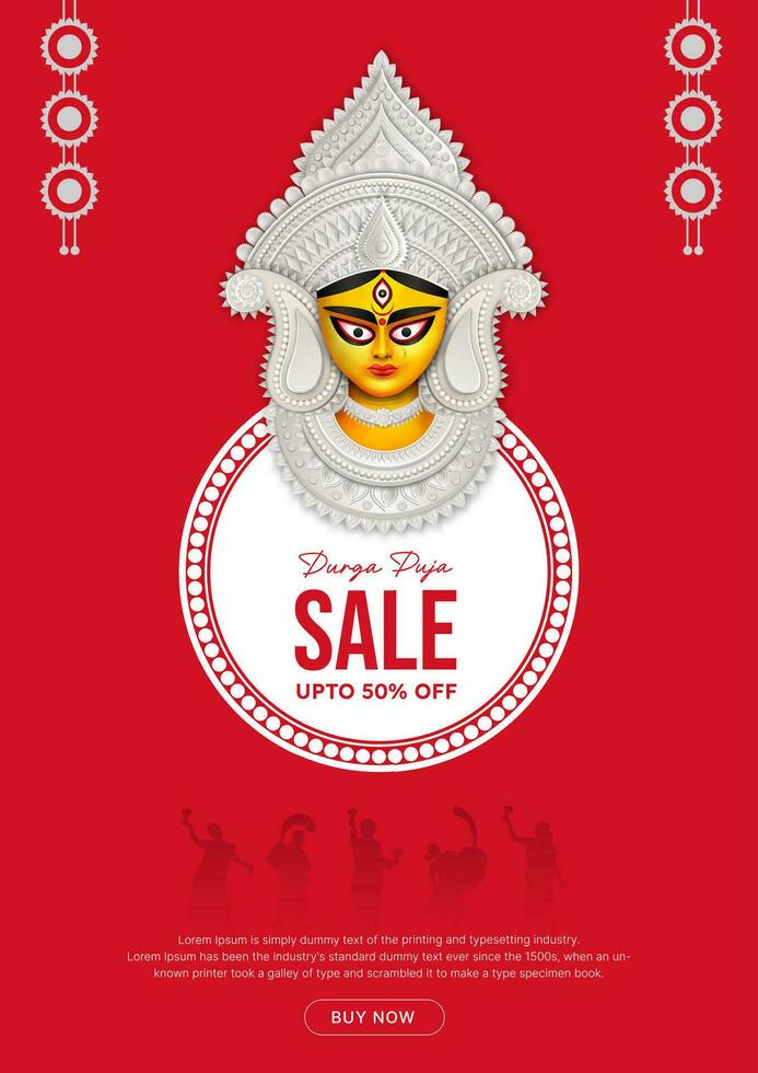 Durga Puja Verkauf Banner zum Festival Angebot, Rabatt, Der Umsatz Stichworte kreativ Design vektor