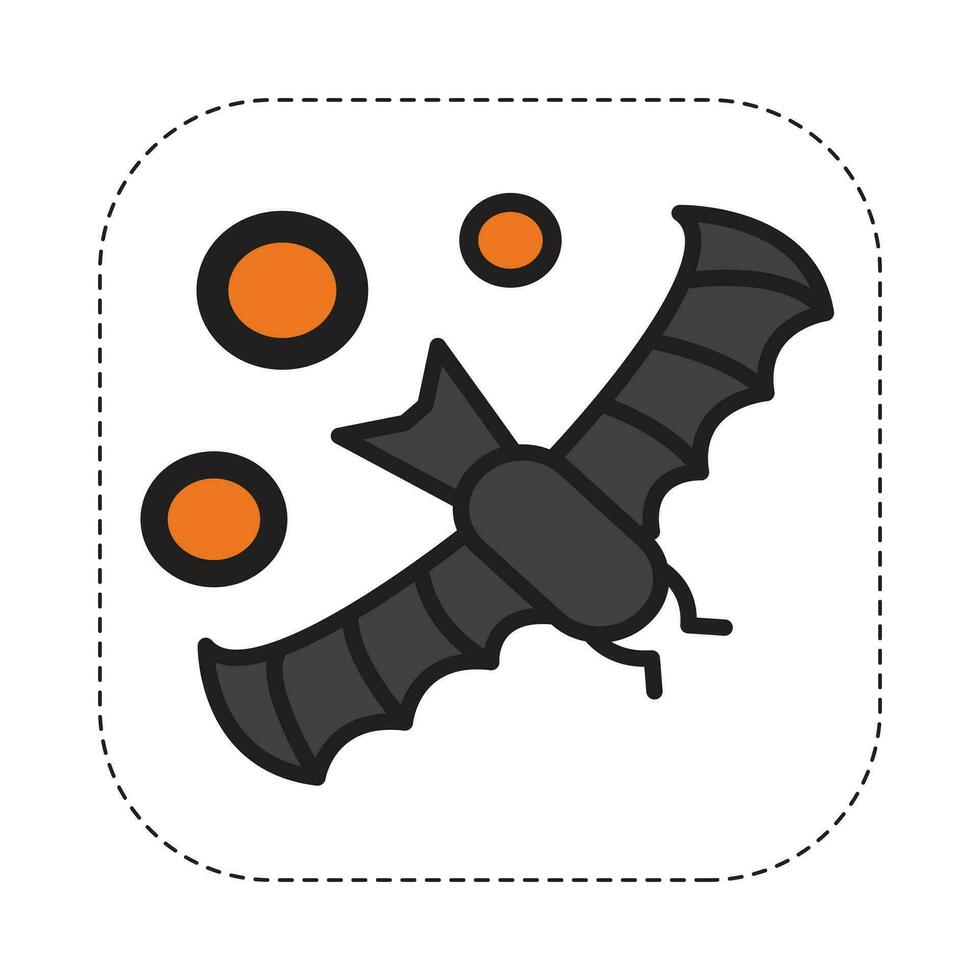 flygande svart fladdermus halloween klistermärke. vektor